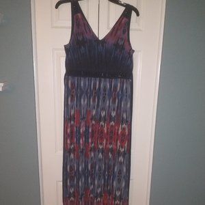 Dress Barn Empire Waist Multi Color Dress with Jewel Details